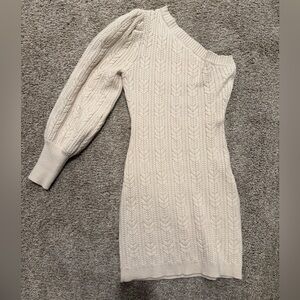 Entro Cream One-Shoulder Knit Dress